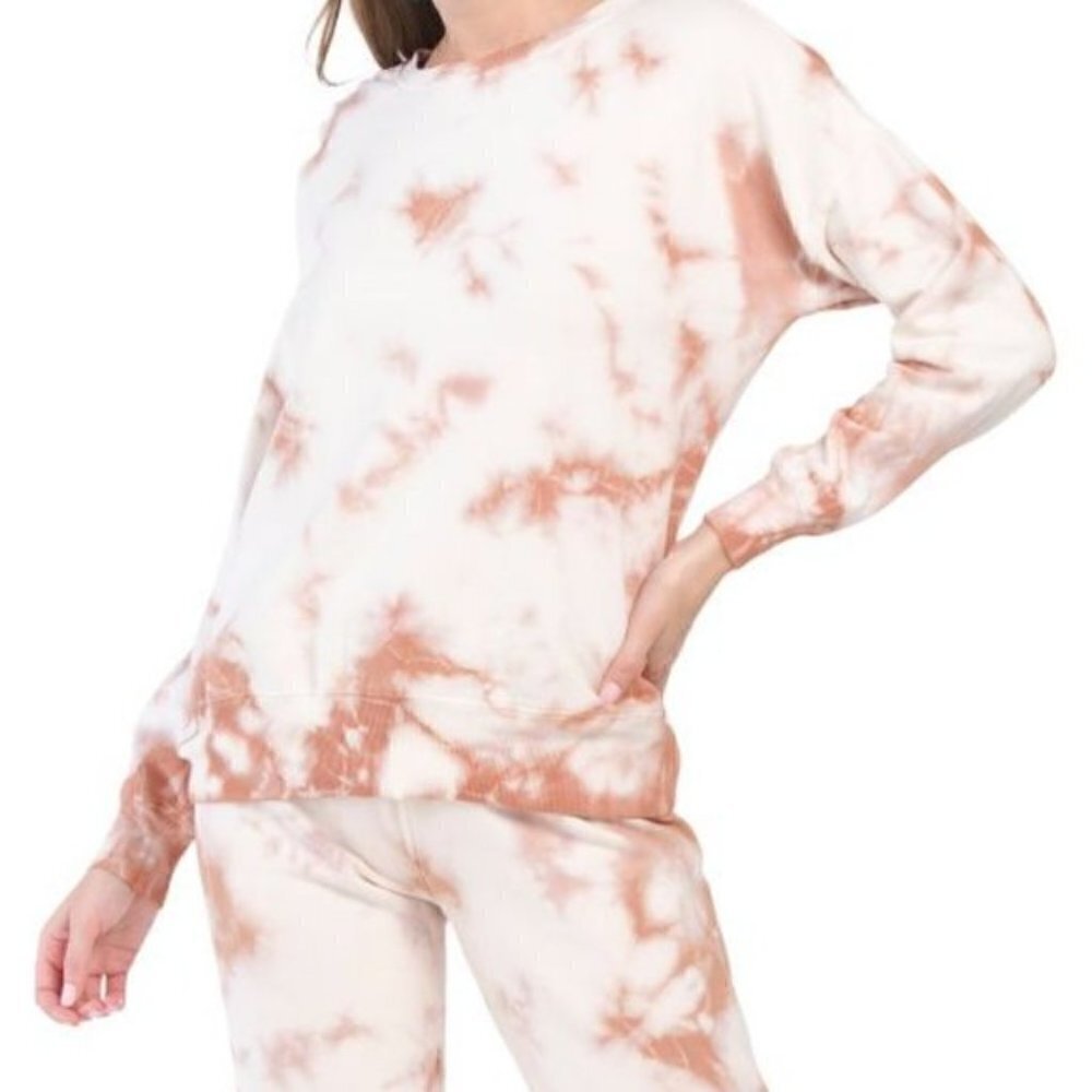 New AR-33 Tie Dye Crewneck Long Sleeves Coco Vanilla Pullover Sweatshirt Size M